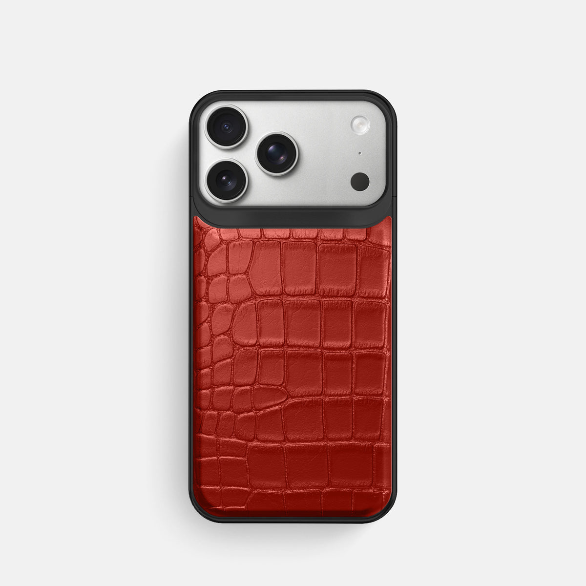 Metal Case For iPhone 18 Pro In Alligator -1 | Red-Black