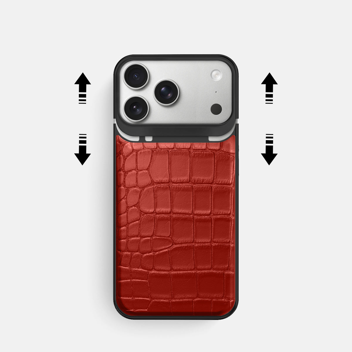 Metal Case For iPhone 18 Pro In Alligator -2 | Red-Black