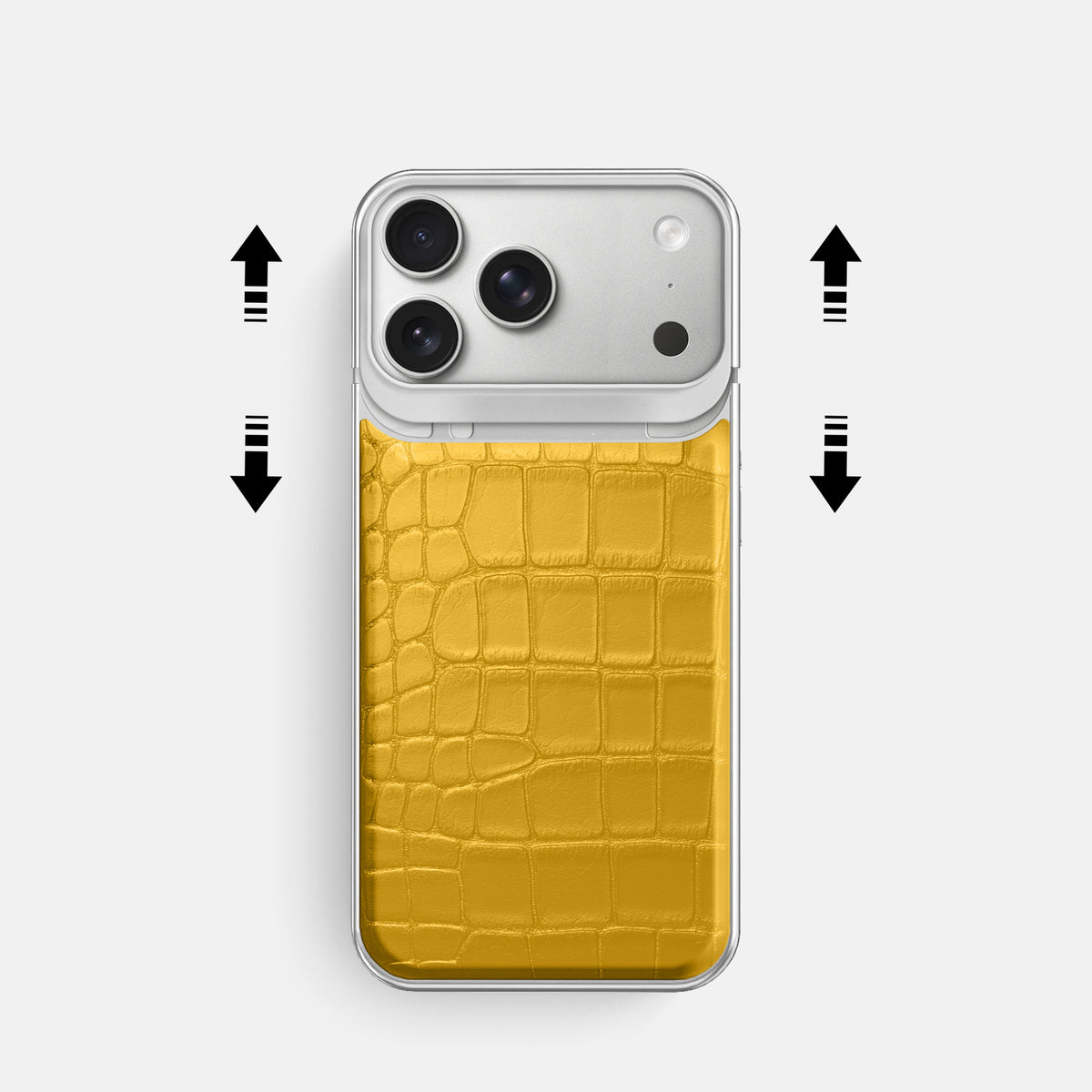 Metal Case For iPhone 18 Pro In Alligator -2 | Yellow-Steel