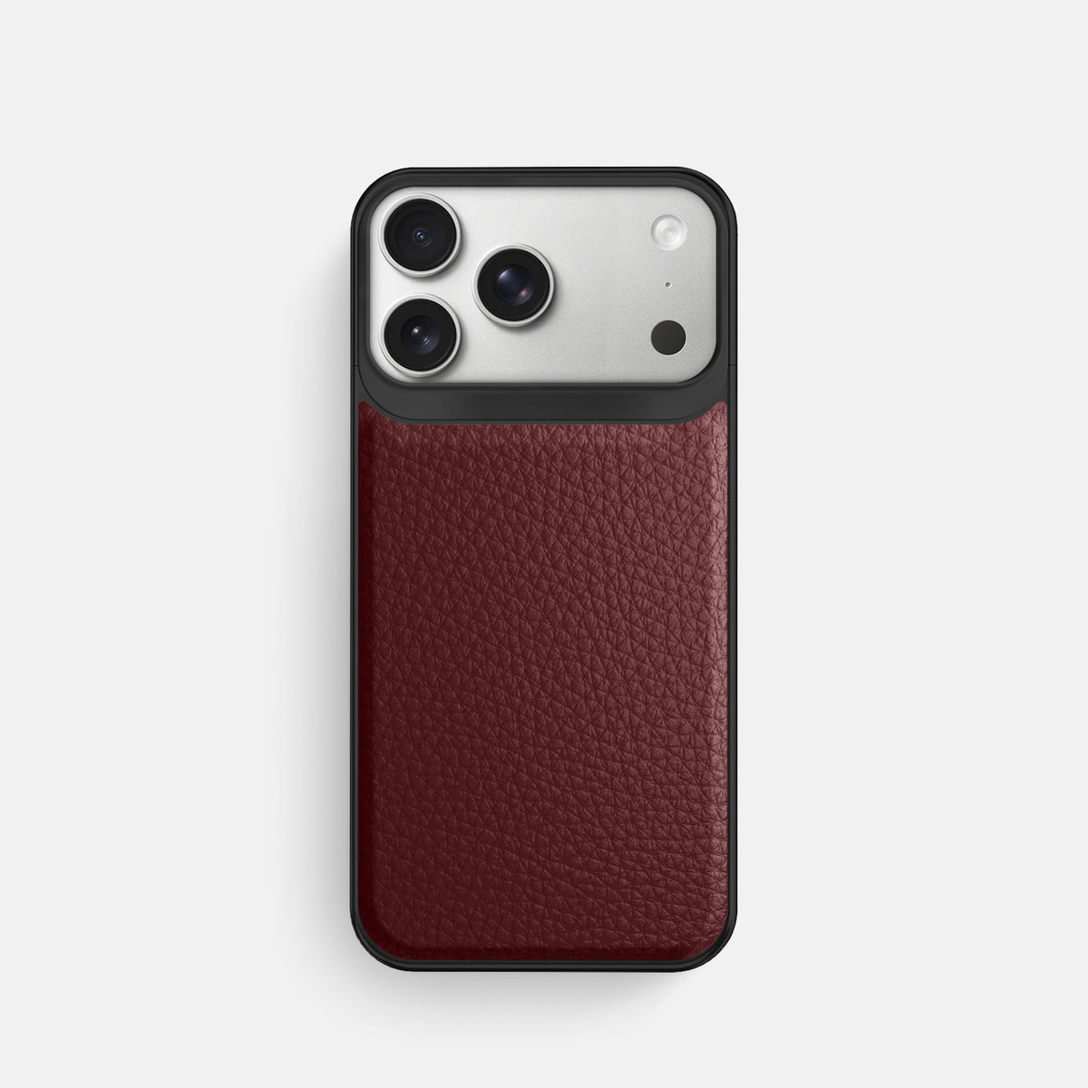 Metal Case For iPhone 18 Pro In Calf -1 | Bordeaux-Black