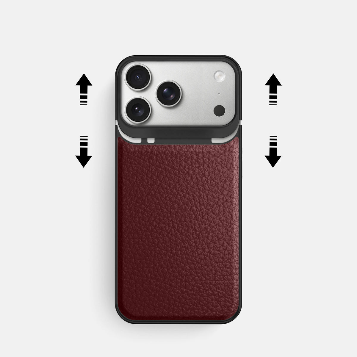 Metal Case For iPhone 18 Pro In Calf -2 | Bordeaux-Black