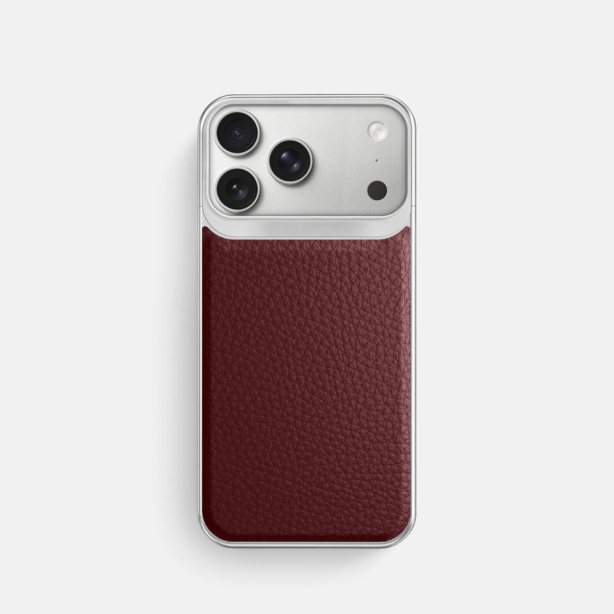 Metal Case For iPhone 18 Pro In Calf -1 | Bordeaux-Steel