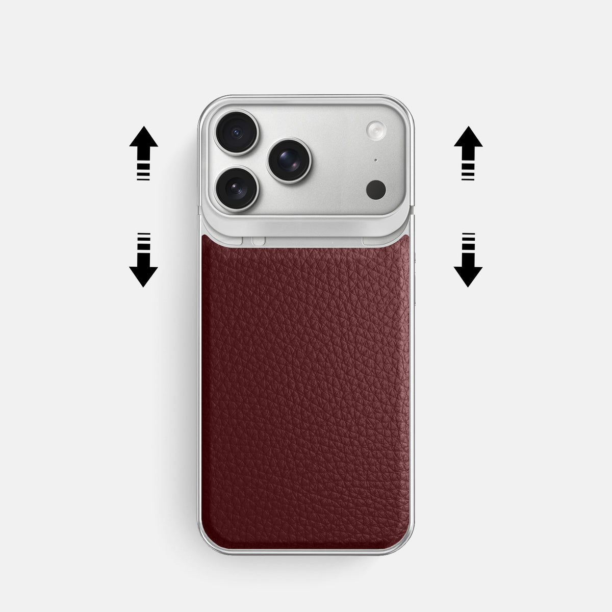 Metal Case For iPhone 18 Pro In Calf -2 | Bordeaux-Steel