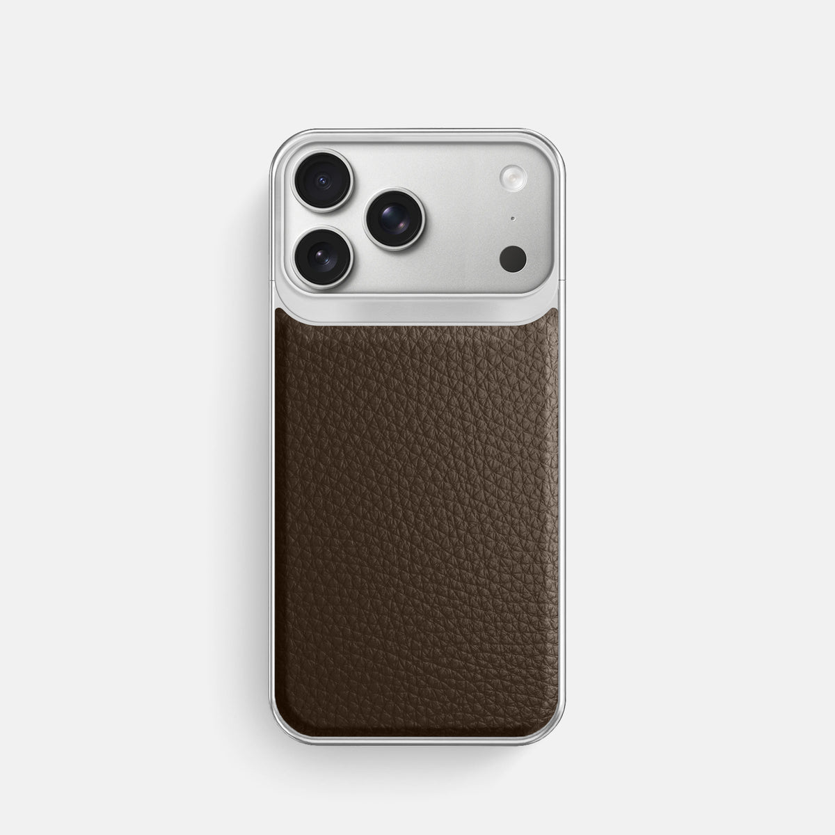 Metal Case For iPhone 18 Pro In Calf -1 | Dark-Brown-Steel