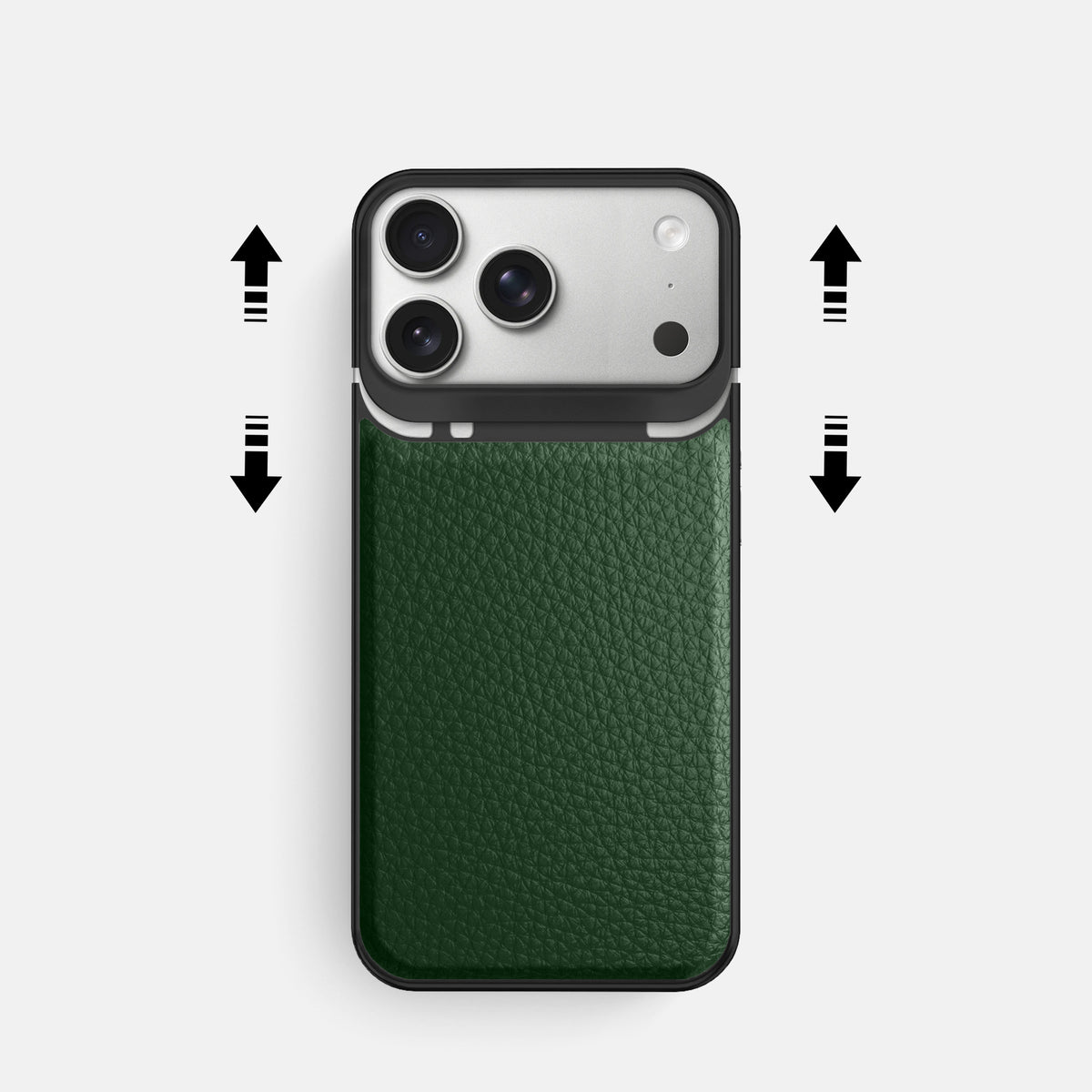 Metal Case For iPhone 18 Pro In Calf -2 | Dark-Green-Black