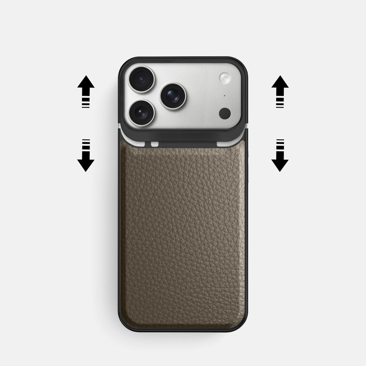 Metal Case For iPhone 18 Pro In Calf -2 | Taupe-Black
