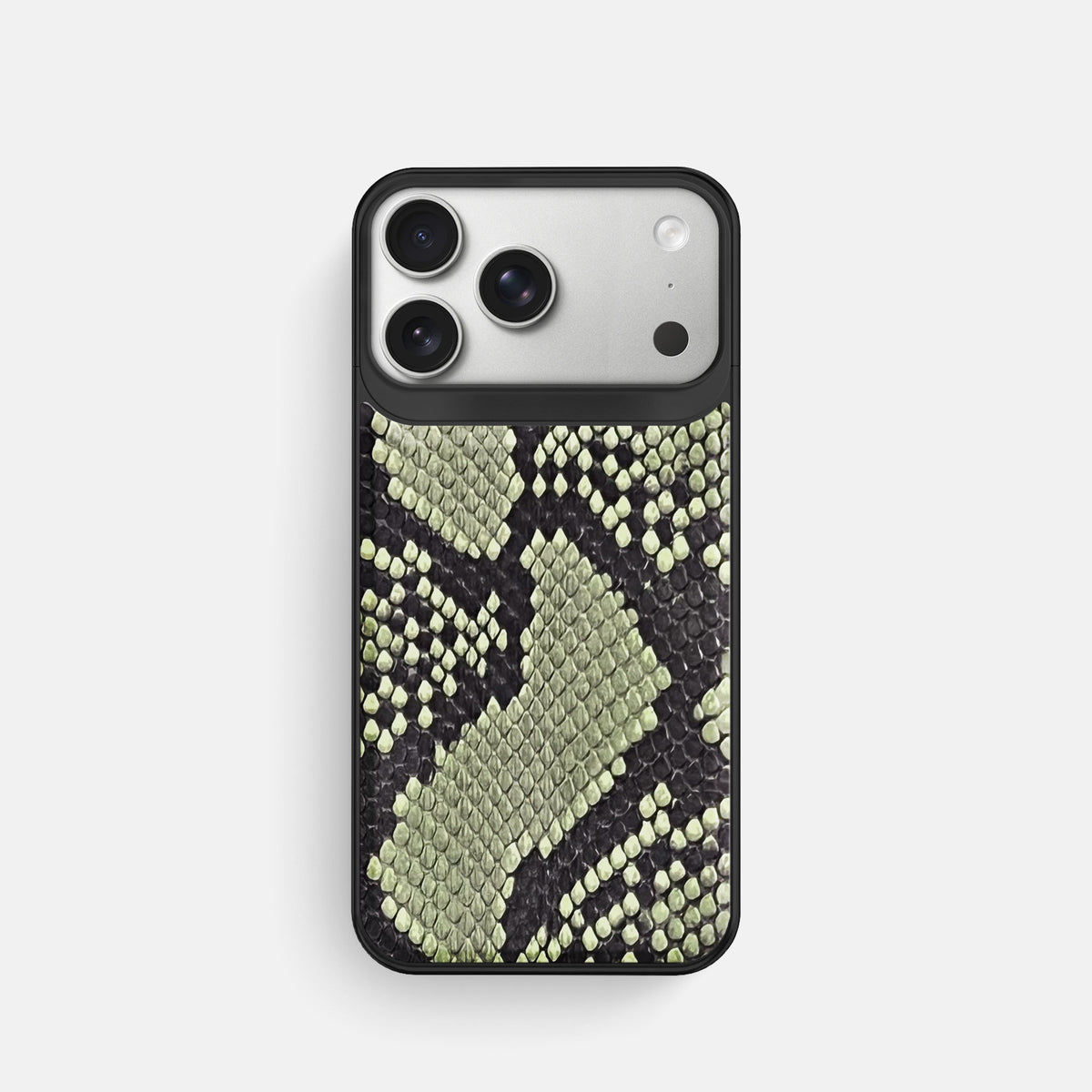 Metal Case For iPhone 18 Pro In Deluxe Python -1 | Army-Green-Black