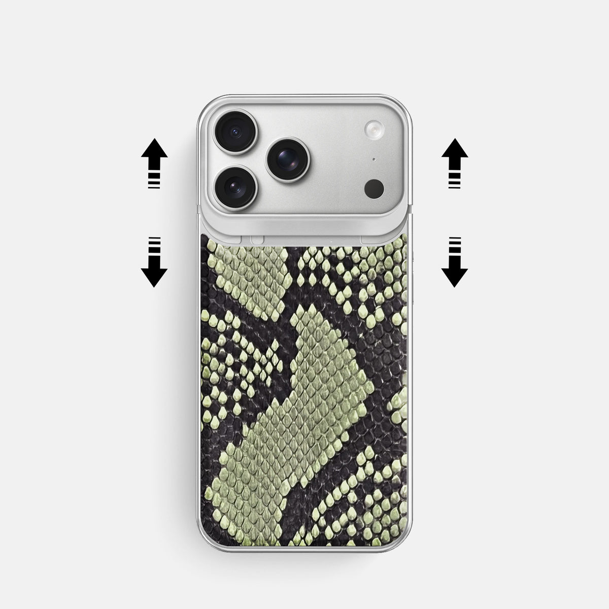 Metal Case For iPhone 18 Pro In Deluxe Python -2 | Army-Green-Steel