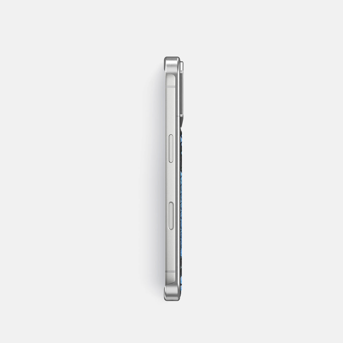 Metal Case For iPhone 18 Pro In Deluxe Python -3 | Blue-Jeans-Steel