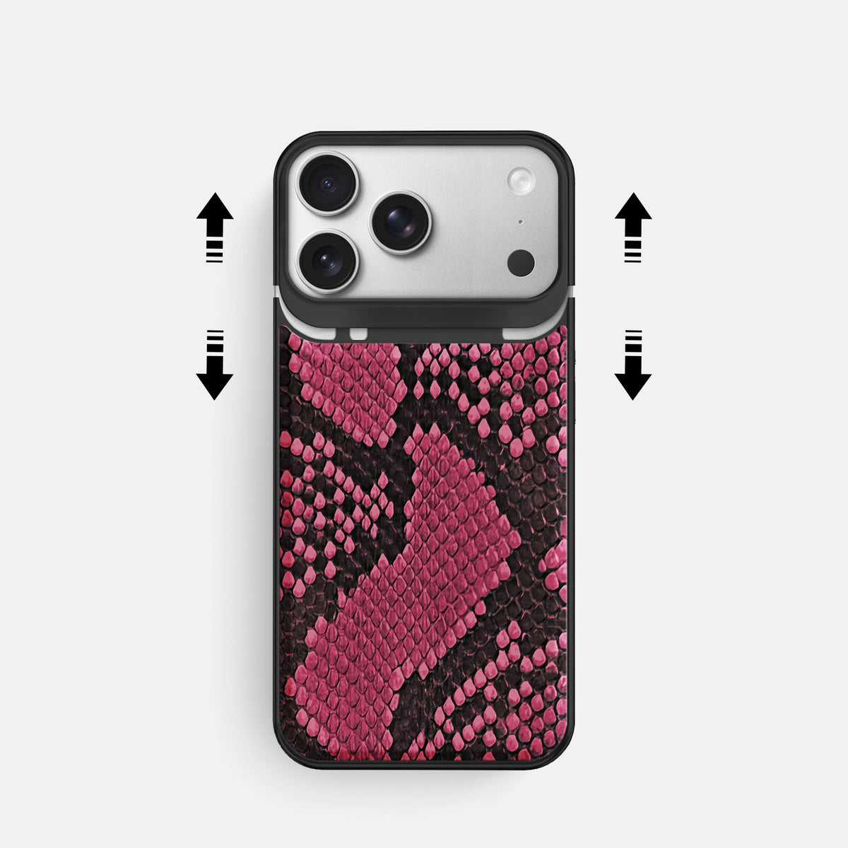 Metal Case For iPhone 18 Pro In Deluxe Python -2 | Burgundy-Black