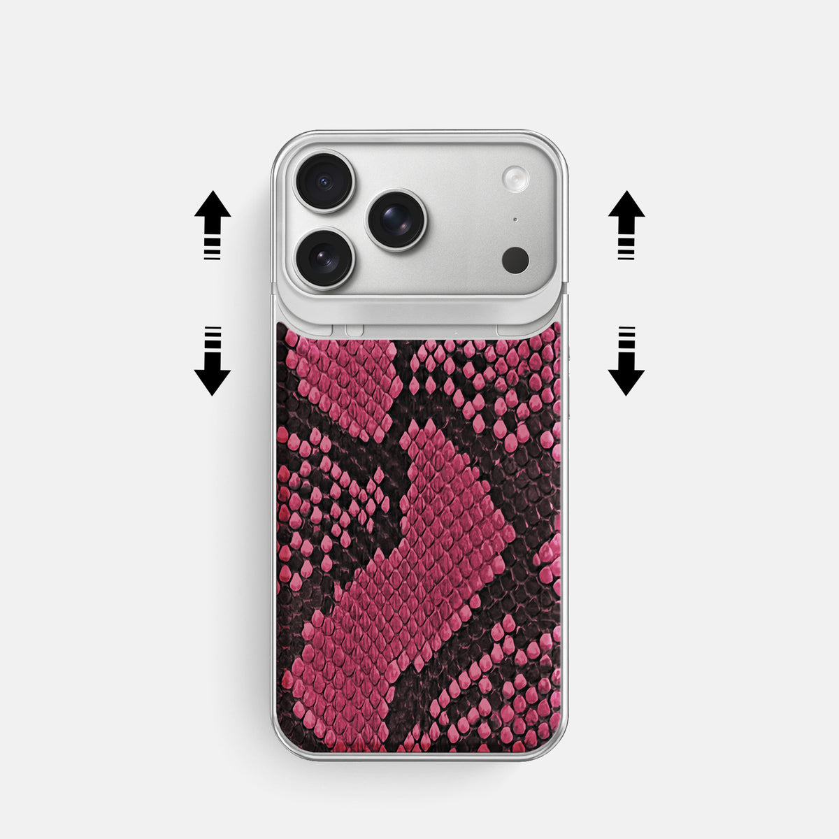 Metal Case For iPhone 18 Pro In Deluxe Python -2 | Burgundy-Steel