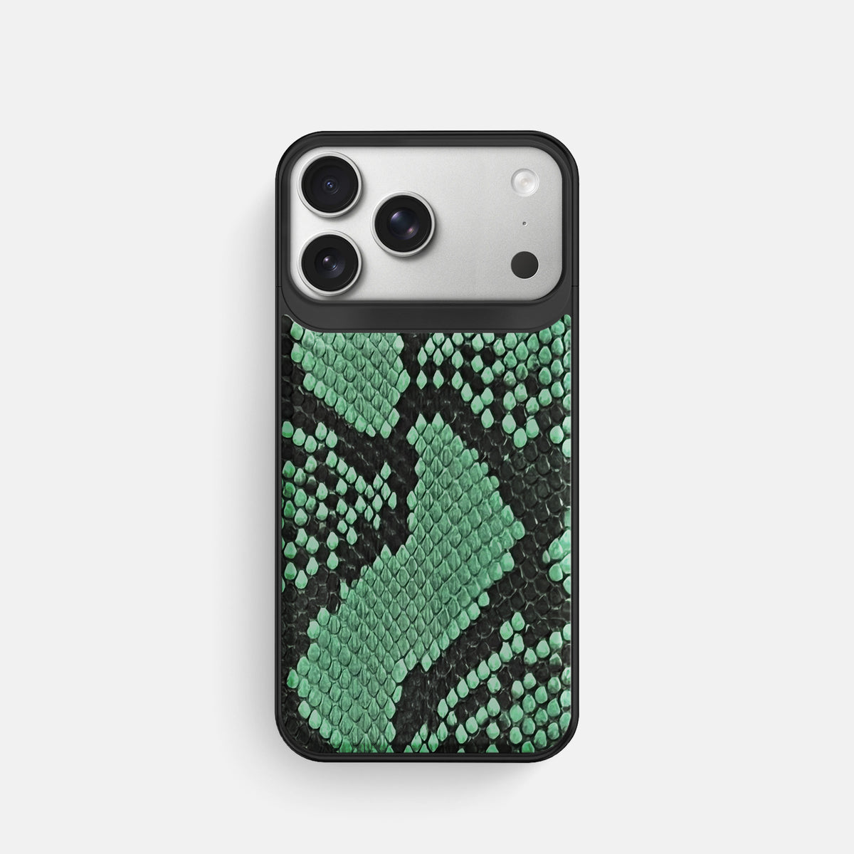 Metal Case For iPhone 18 Pro In Deluxe Python -1 | Forest-Green-Black