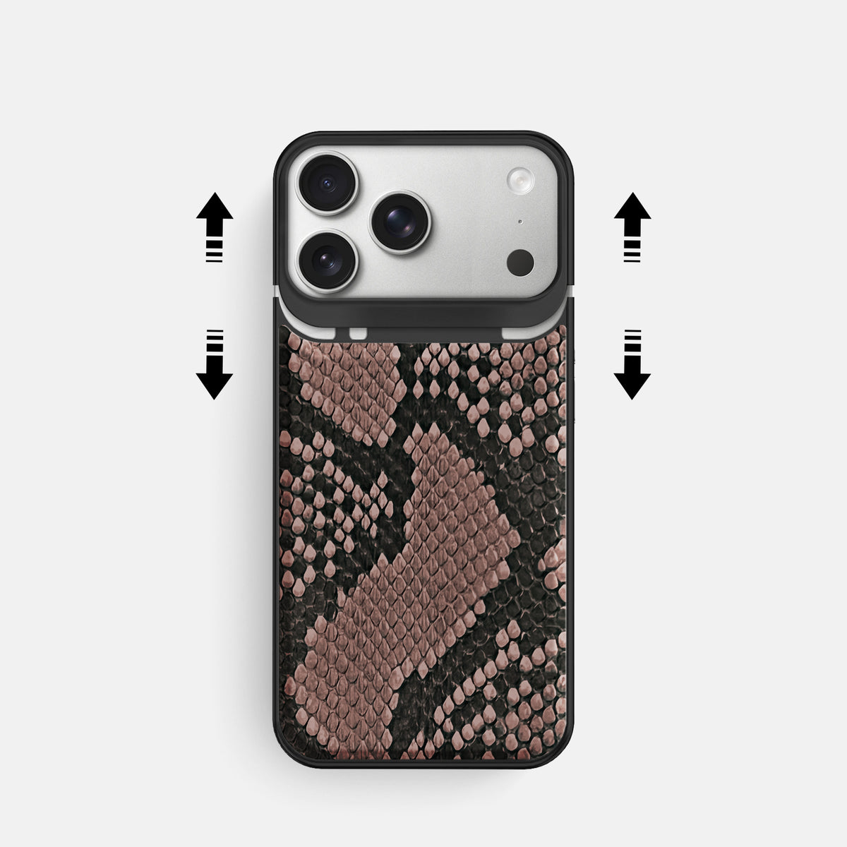 Metal Case For iPhone 18 Pro In Deluxe Python -2 | Mahogany-Brown-Black