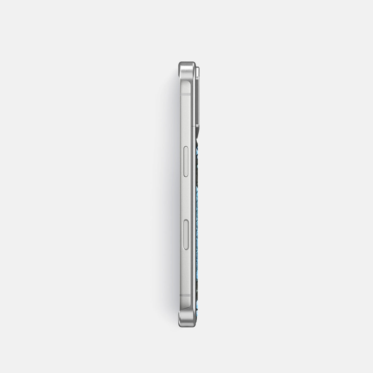 Metal Case For iPhone 18 Pro In Deluxe Python -3 | Pacific-Blue-Steel