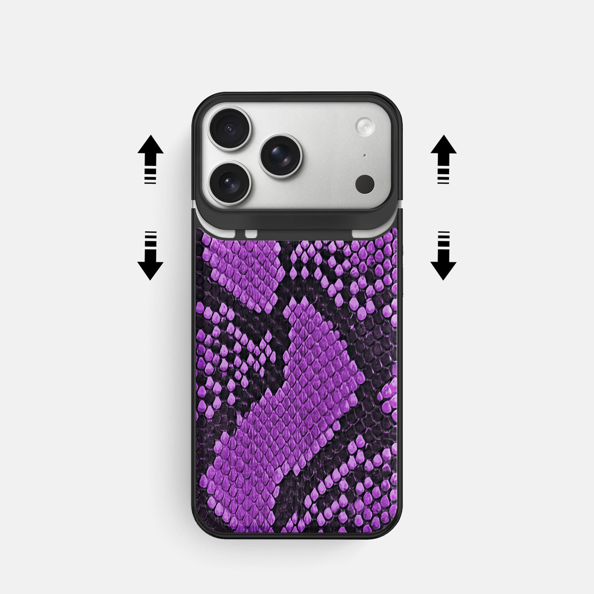 Metal Case For iPhone 18 Pro In Deluxe Python -2 | Purple-Black