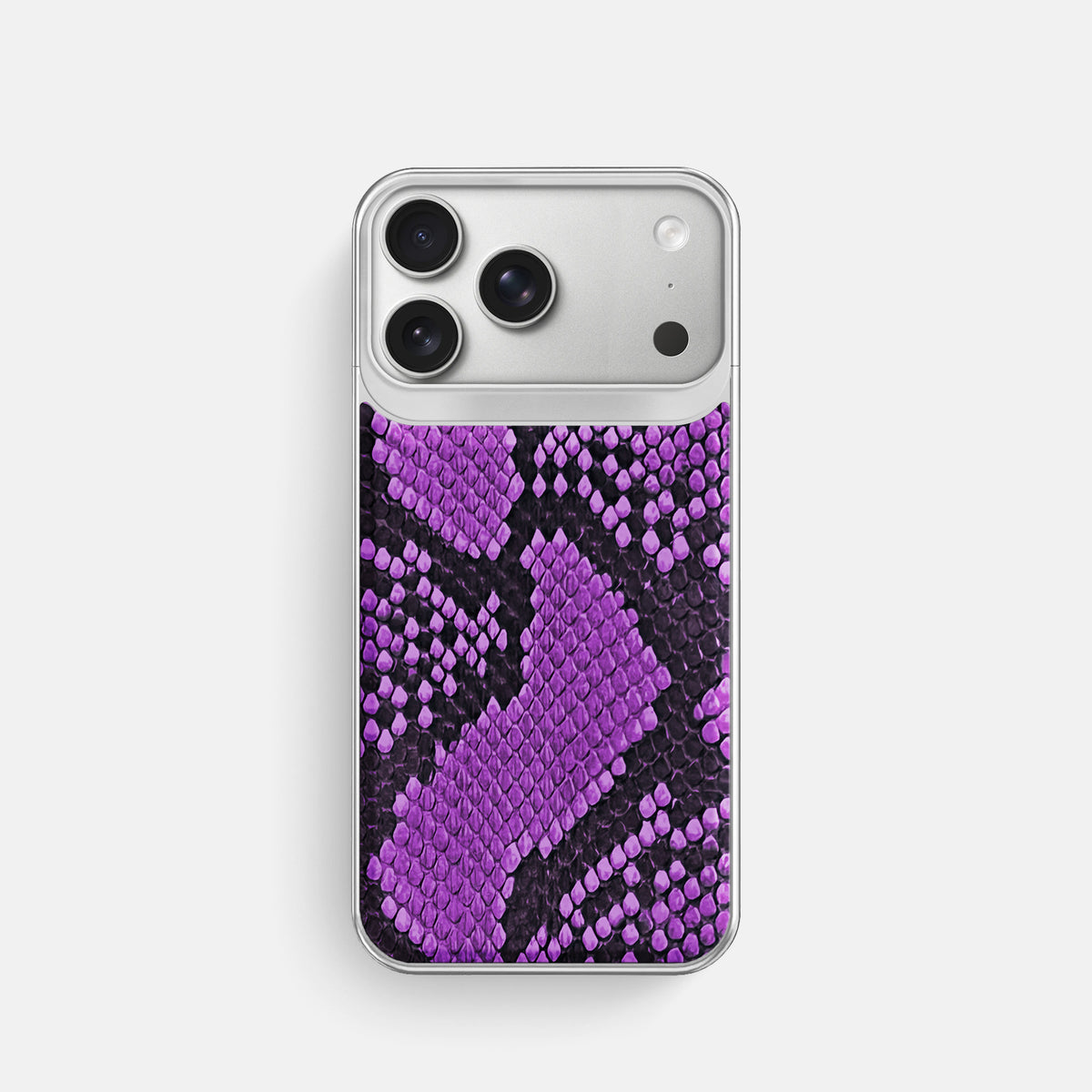 Metal Case For iPhone 18 Pro In Deluxe Python -1 | Purple-Steel