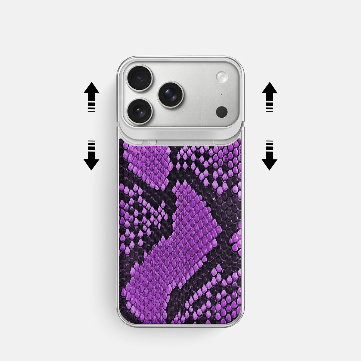 Metal Case For iPhone 18 Pro In Deluxe Python -2 | Purple-Steel
