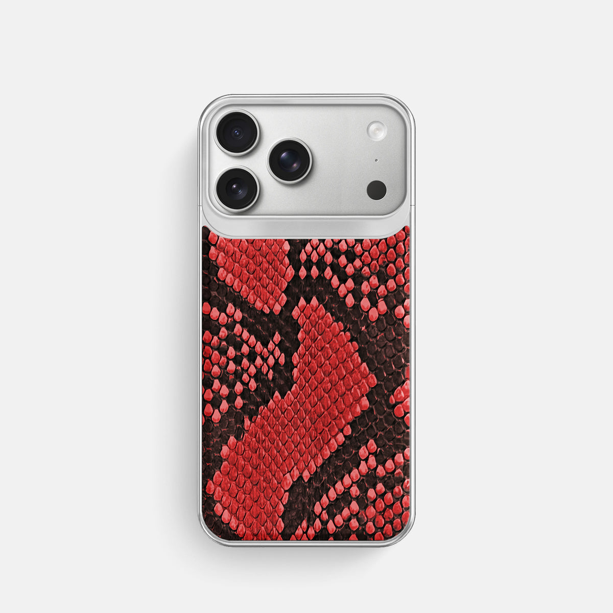 Metal Case For iPhone 18 Pro In Deluxe Python -1 | Red-Steel
