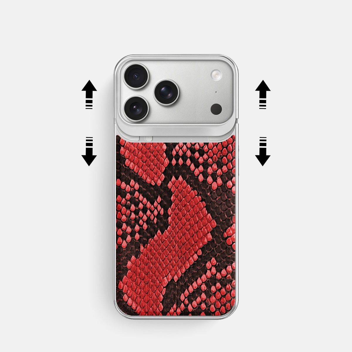 Metal Case For iPhone 18 Pro In Deluxe Python -2 | Red-Steel