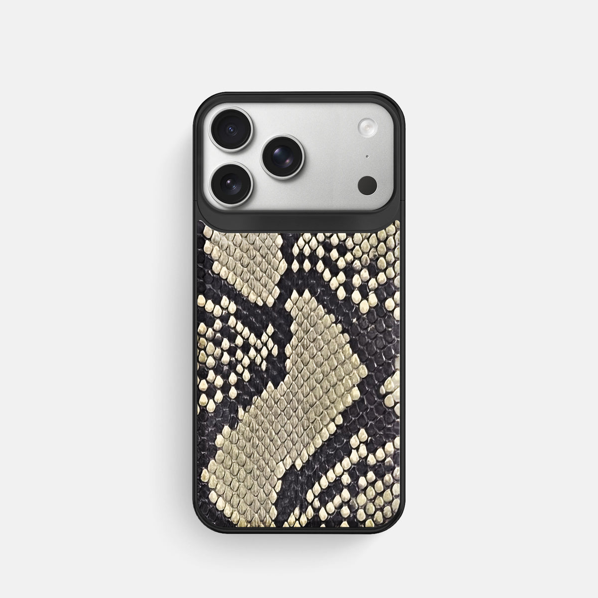 Metal Case For iPhone 18 Pro In Deluxe Python -1 | Savannah-Black