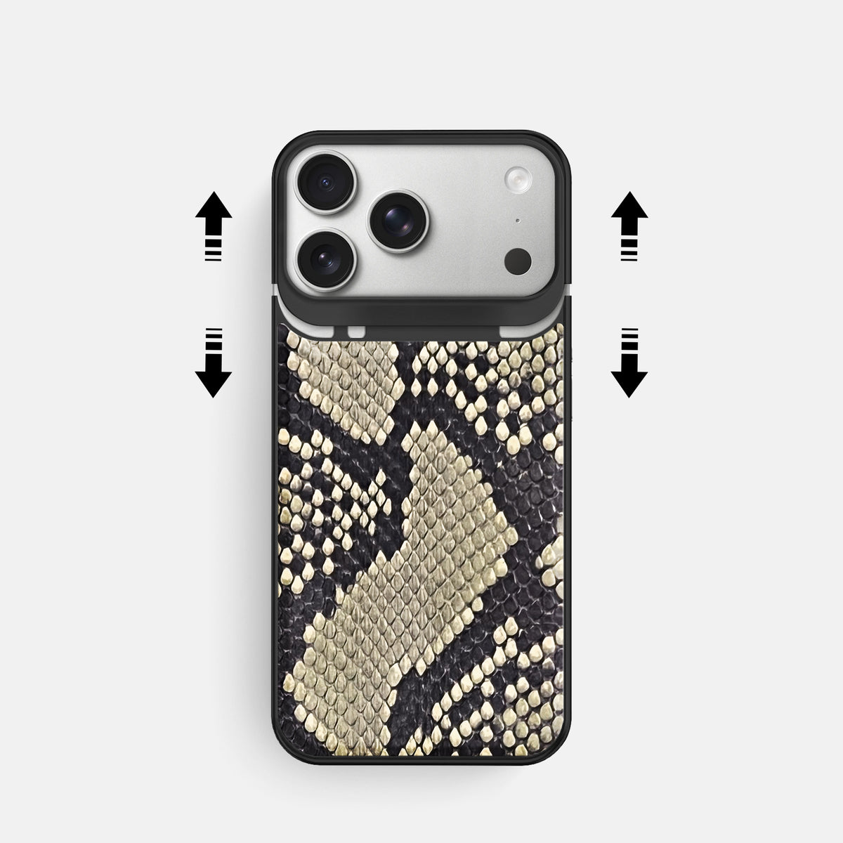 Metal Case For iPhone 18 Pro In Deluxe Python -2 | Savannah-Black