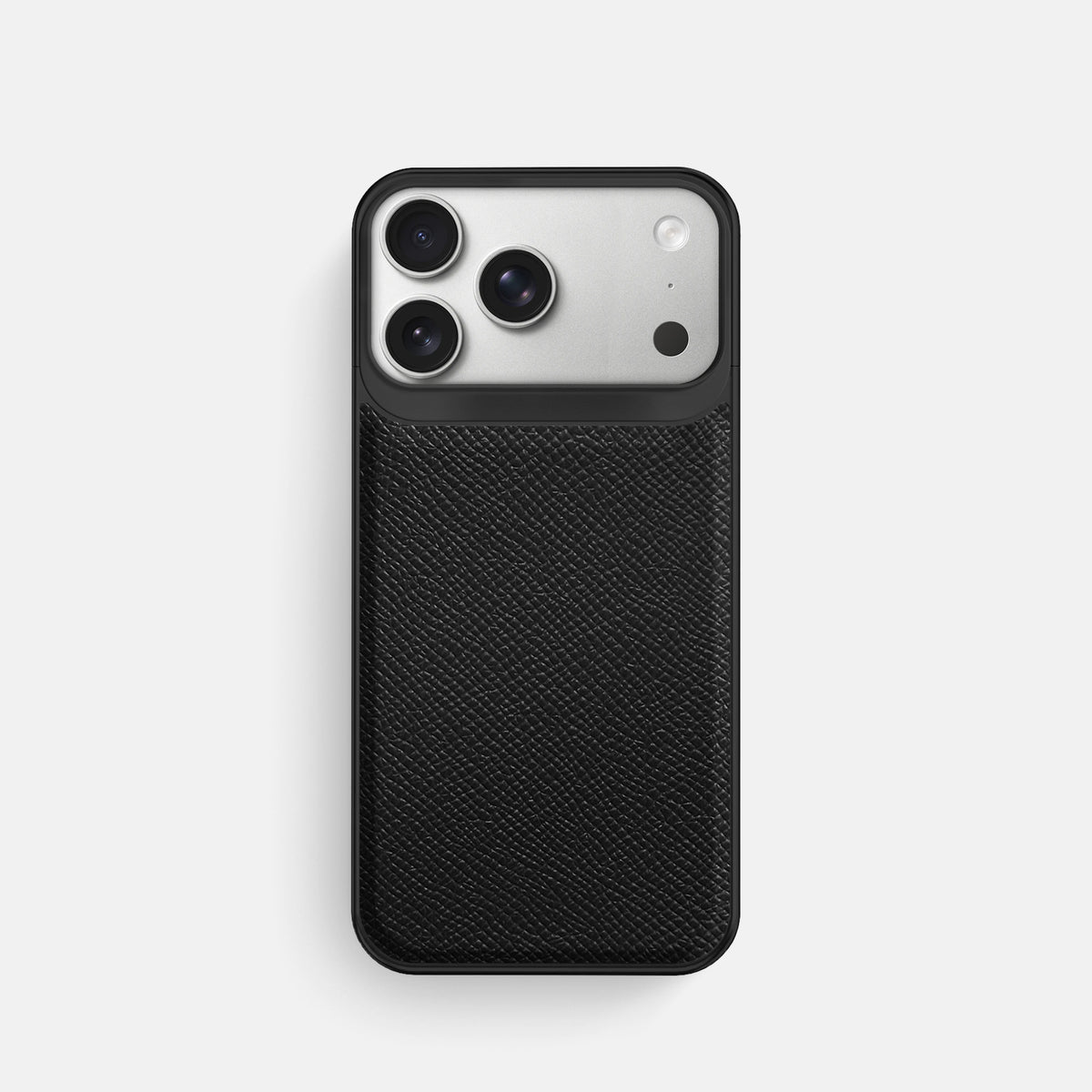 Metal Case For iPhone 18 Pro In Epsom-Style Calf -1 | Black-Black
