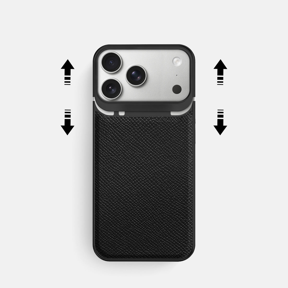 Metal Case For iPhone 18 Pro In Epsom-Style Calf -2 | Black-Black