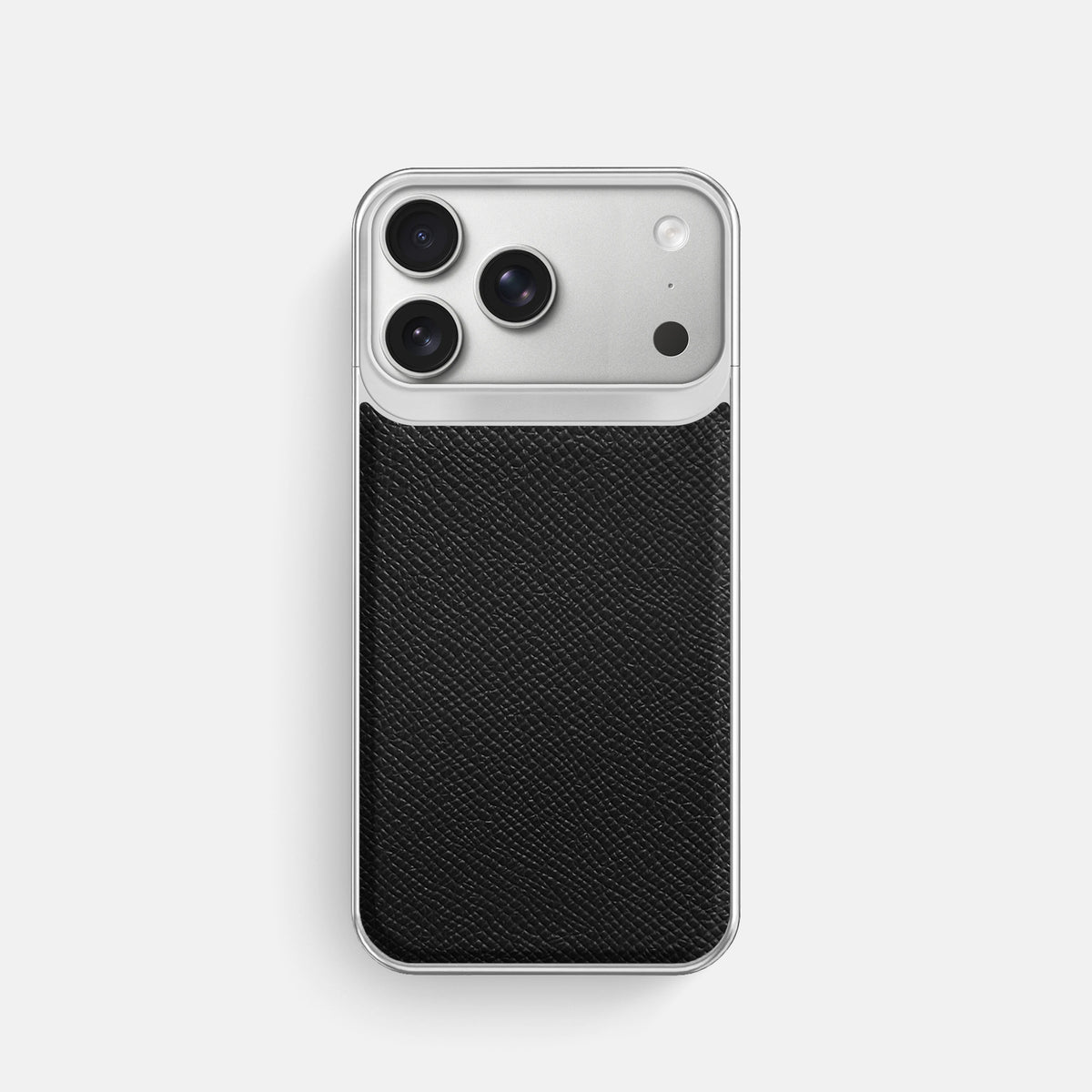 Metal Case For iPhone 18 Pro In Epsom-Style Calf -1 | Black-Steel