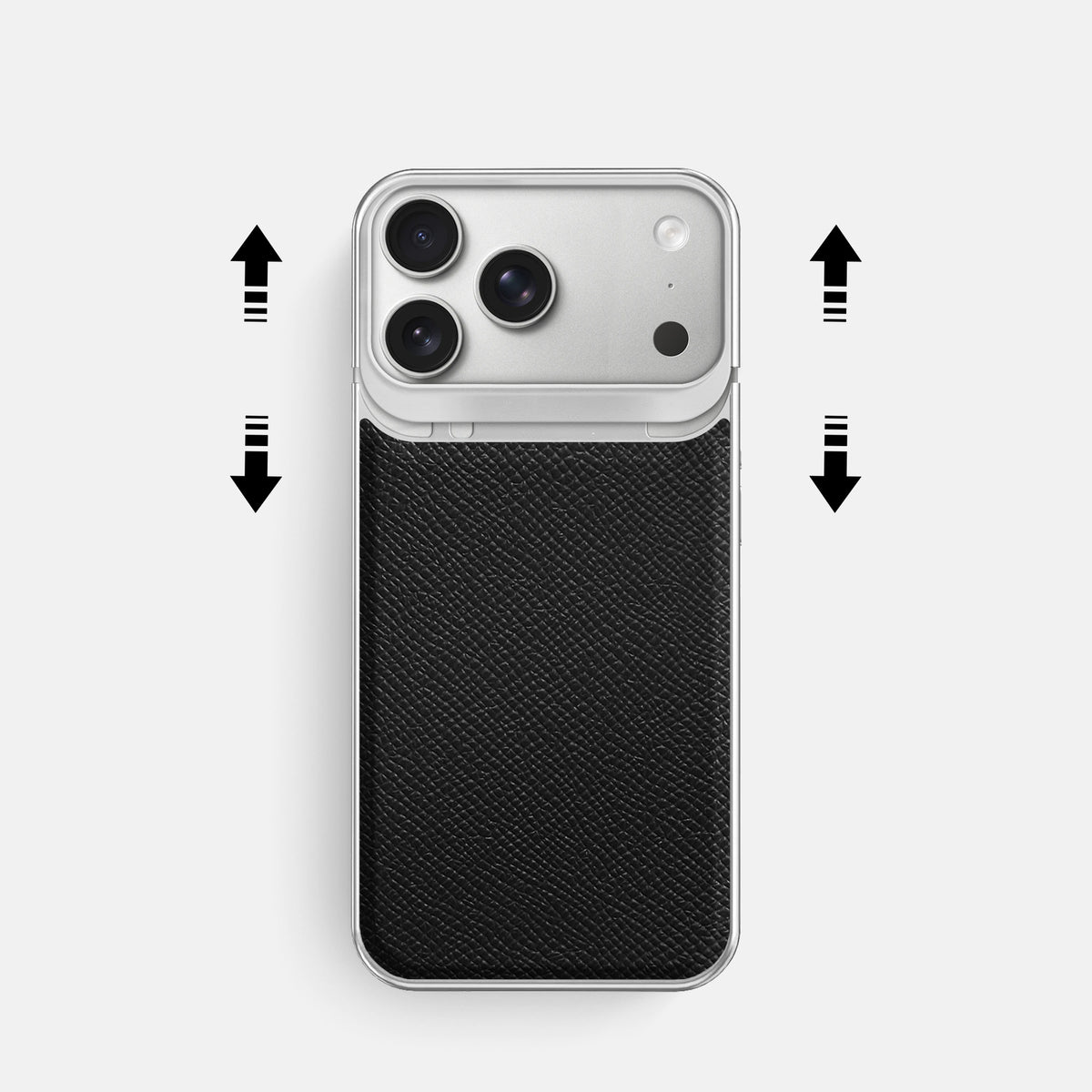 Metal Case For iPhone 18 Pro In Epsom-Style Calf -2 | Black-Steel