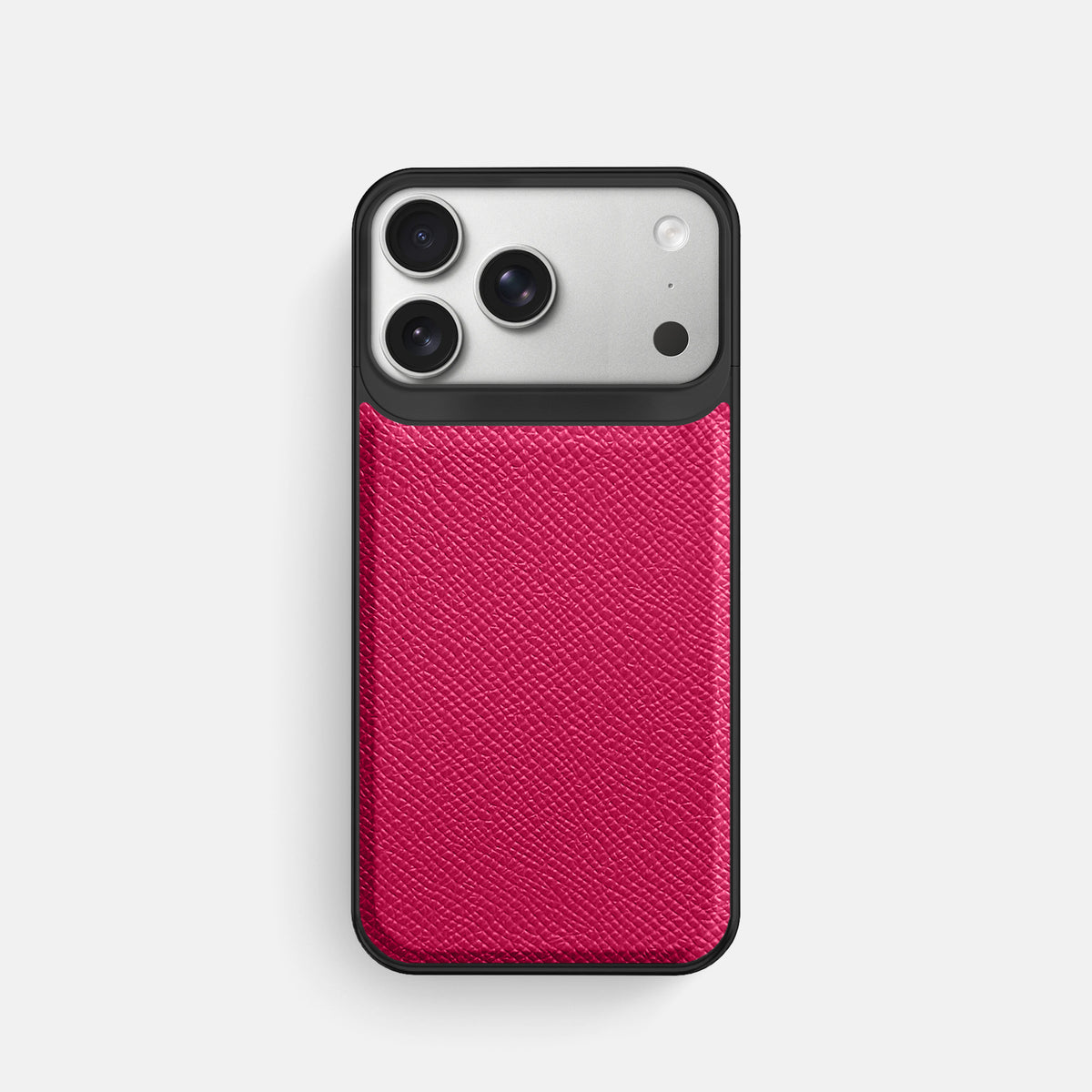 Metal Case For iPhone 18 Pro In Epsom-Style Calf -1 | Fuchsia-Black