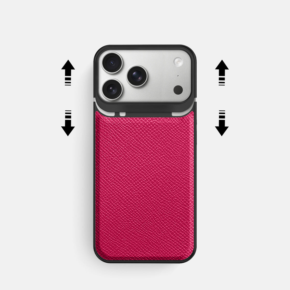 Metal Case For iPhone 18 Pro In Epsom-Style Calf -2 | Fuchsia-Black