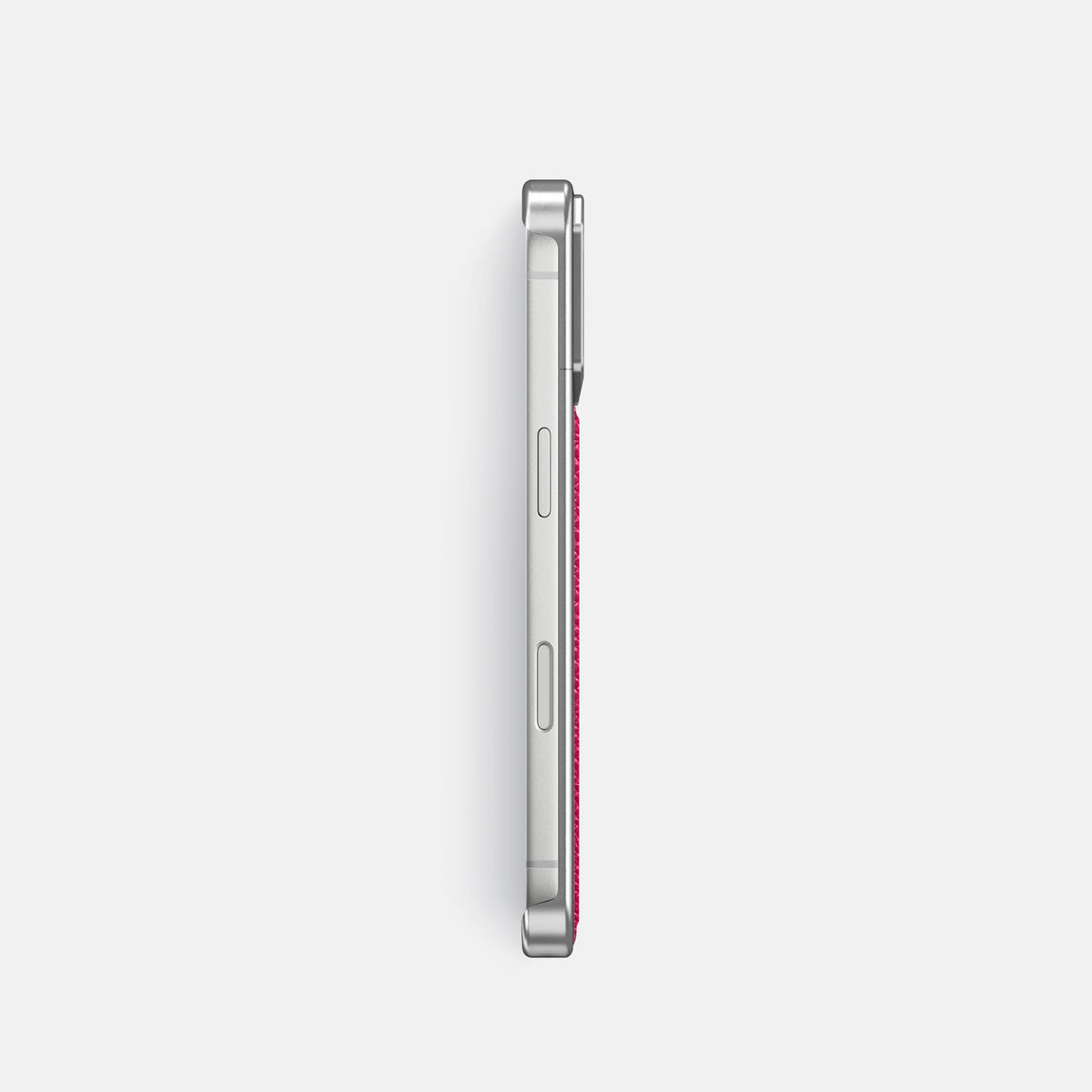 Metal Case For iPhone 18 Pro In Epsom-Style Calf -3 | Fuchsia-Steel