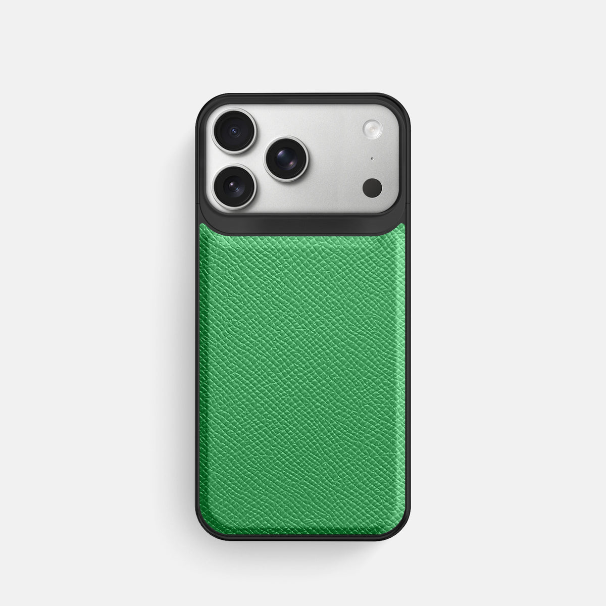 Metal Case For iPhone 18 Pro In Epsom-Style Calf -1 | Grass-Green-Black