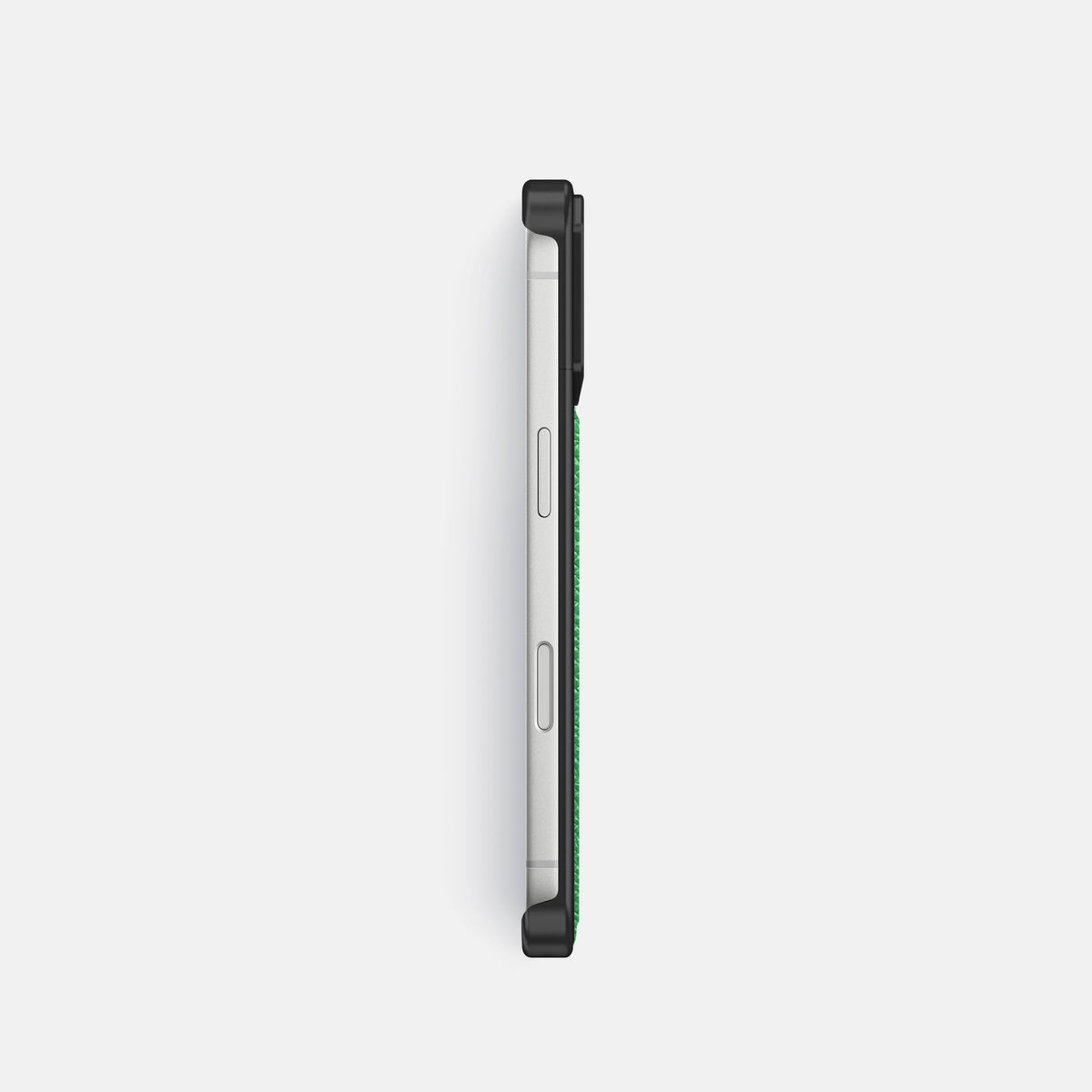 Metal Case For iPhone 18 Pro In Epsom-Style Calf -3 | Grass-Green-Black