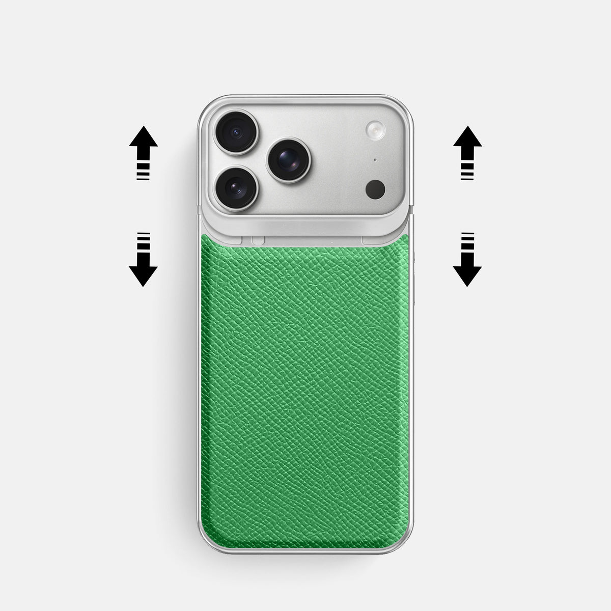 Metal Case For iPhone 18 Pro In Epsom-Style Calf -2 | Grass-Green-Steel