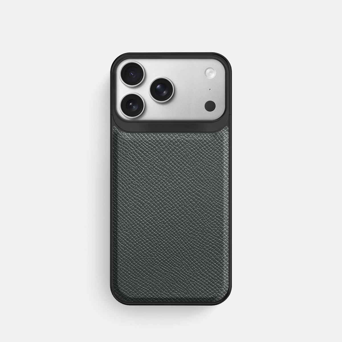 Metal Case For iPhone 18 Pro In Epsom-Style Calf -1 | Grey-Black