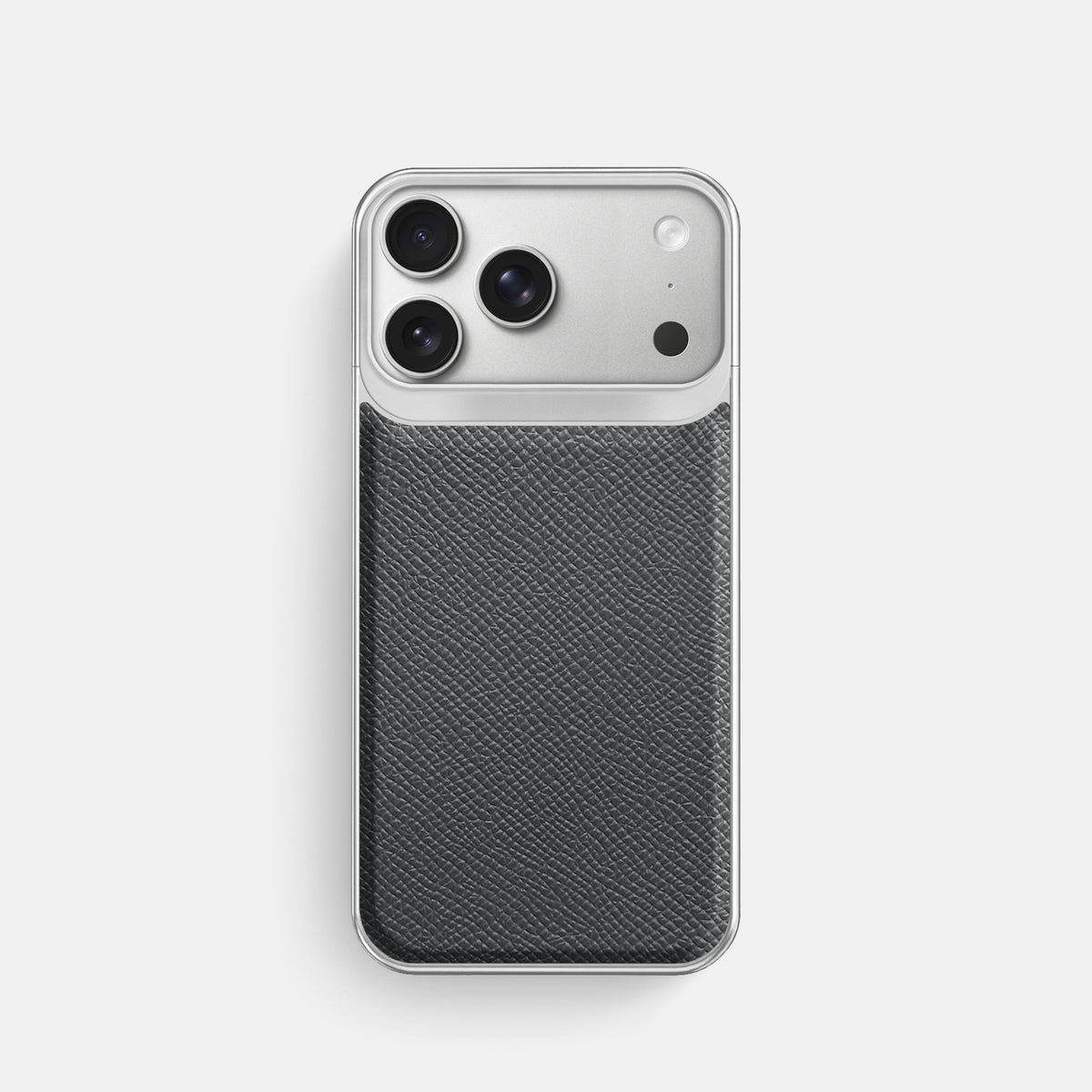 Metal Case For iPhone 18 Pro In Epsom-Style Calf -1 | Grey-Steel