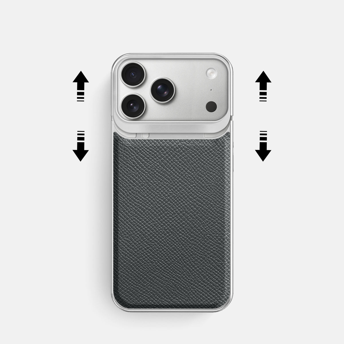 Metal Case For iPhone 18 Pro In Epsom-Style Calf -2 | Grey-Steel