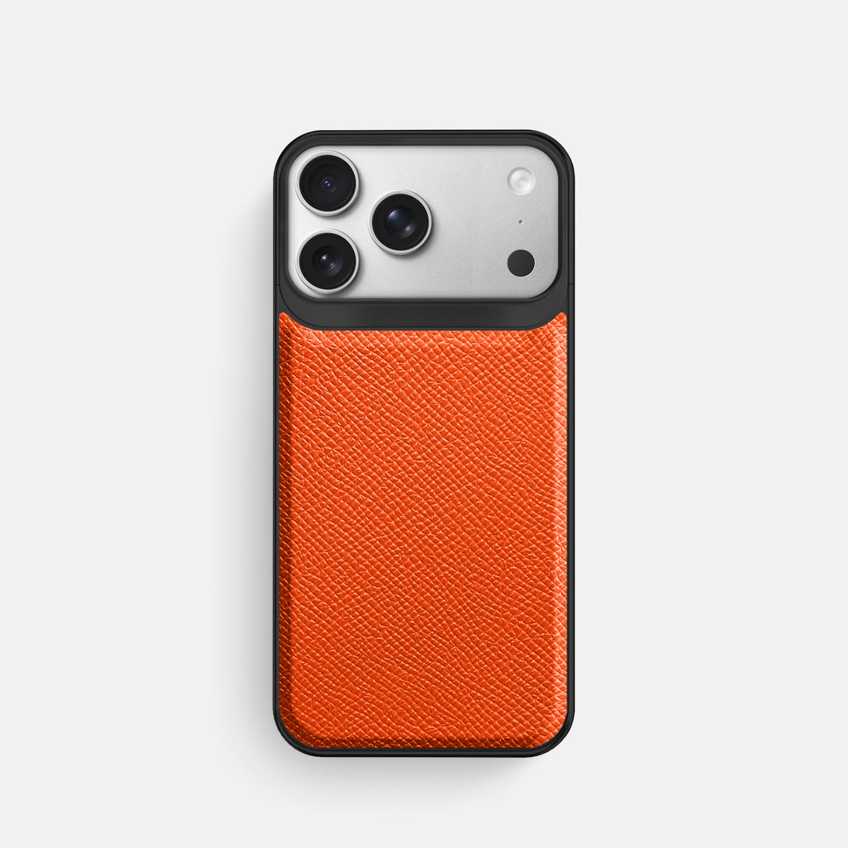 Metal Case For iPhone 18 Pro In Epsom-Style Calf -1 | Orange-Black