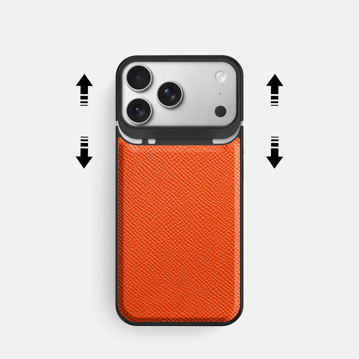 Metal Case For iPhone 18 Pro In Epsom-Style Calf -2 | Orange-Black