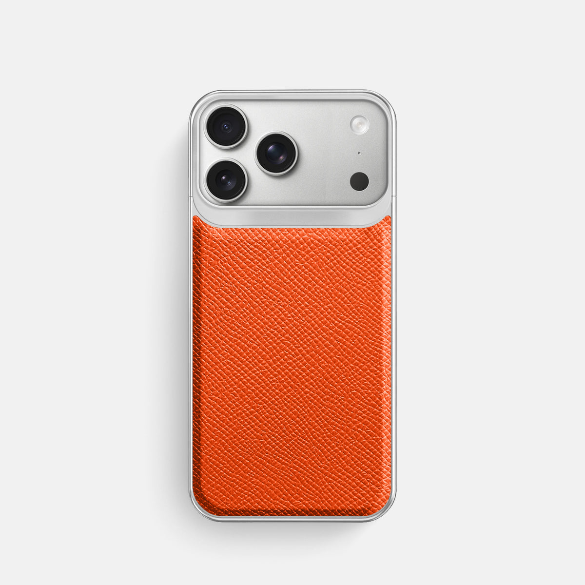 Metal Case For iPhone 18 Pro In Epsom-Style Calf -1 | Orange-Steel