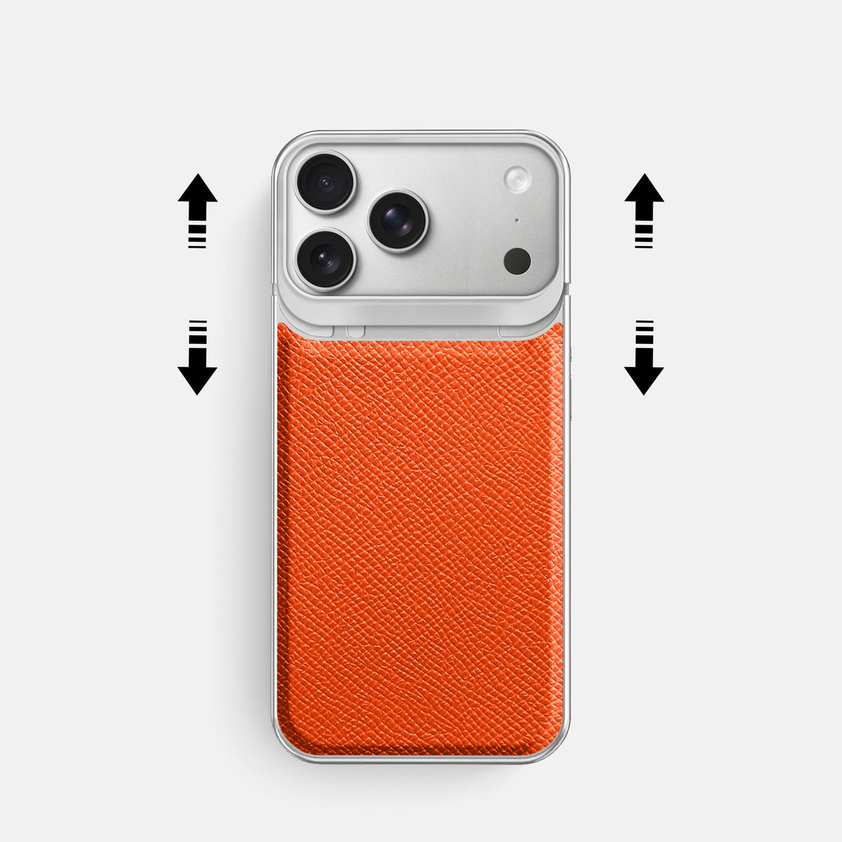 Metal Case For iPhone 18 Pro In Epsom-Style Calf -2 | Orange-Steel