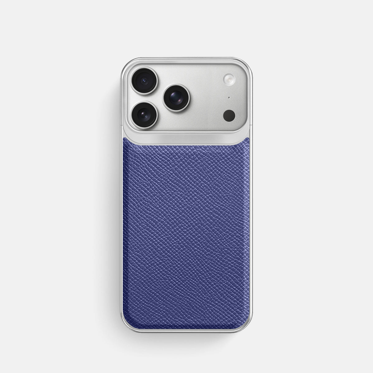 Metal Case For iPhone 18 Pro In Epsom-Style Calf -1 | Purple-Steel