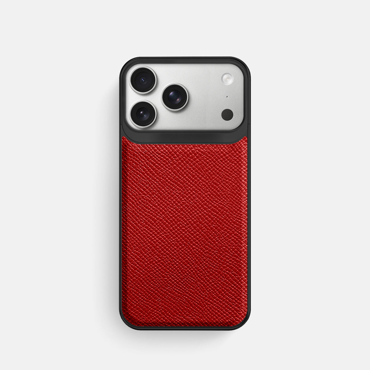 Metal Case For iPhone 18 Pro In Epsom-Style Calf -1 | Red-Black