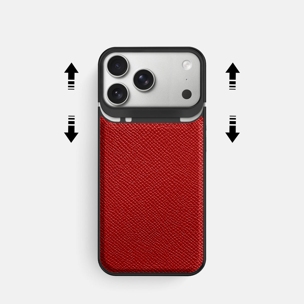 Metal Case For iPhone 18 Pro In Epsom-Style Calf -2 | Red-Black