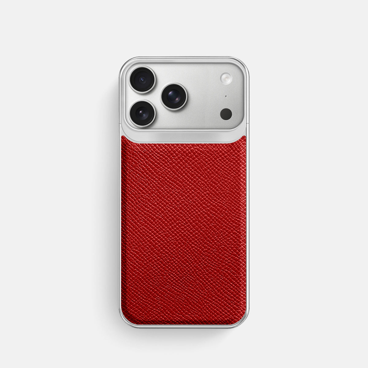 Metal Case For iPhone 18 Pro In Epsom-Style Calf -1 | Red-Steel