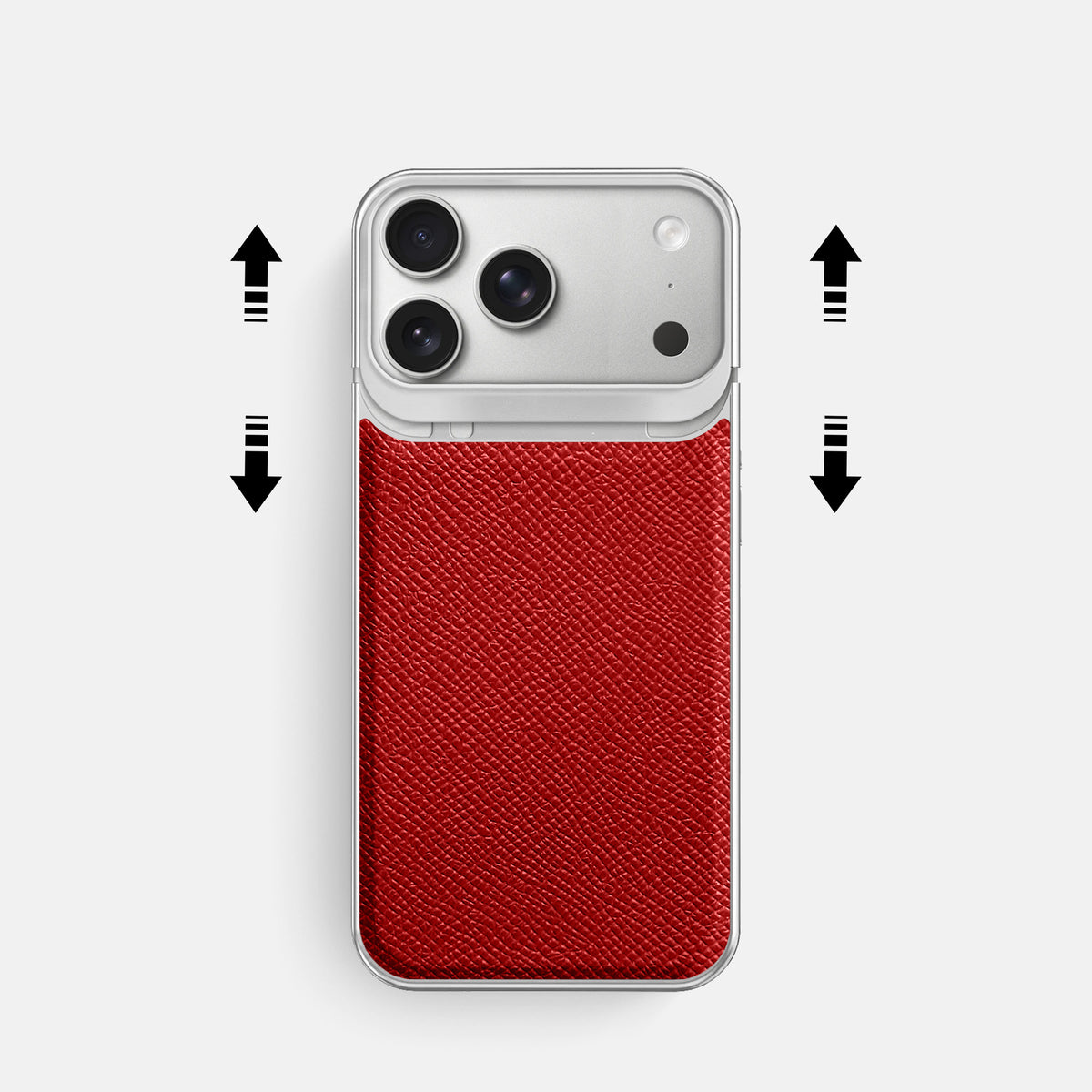 Metal Case For iPhone 18 Pro In Epsom-Style Calf -2 | Red-Steel