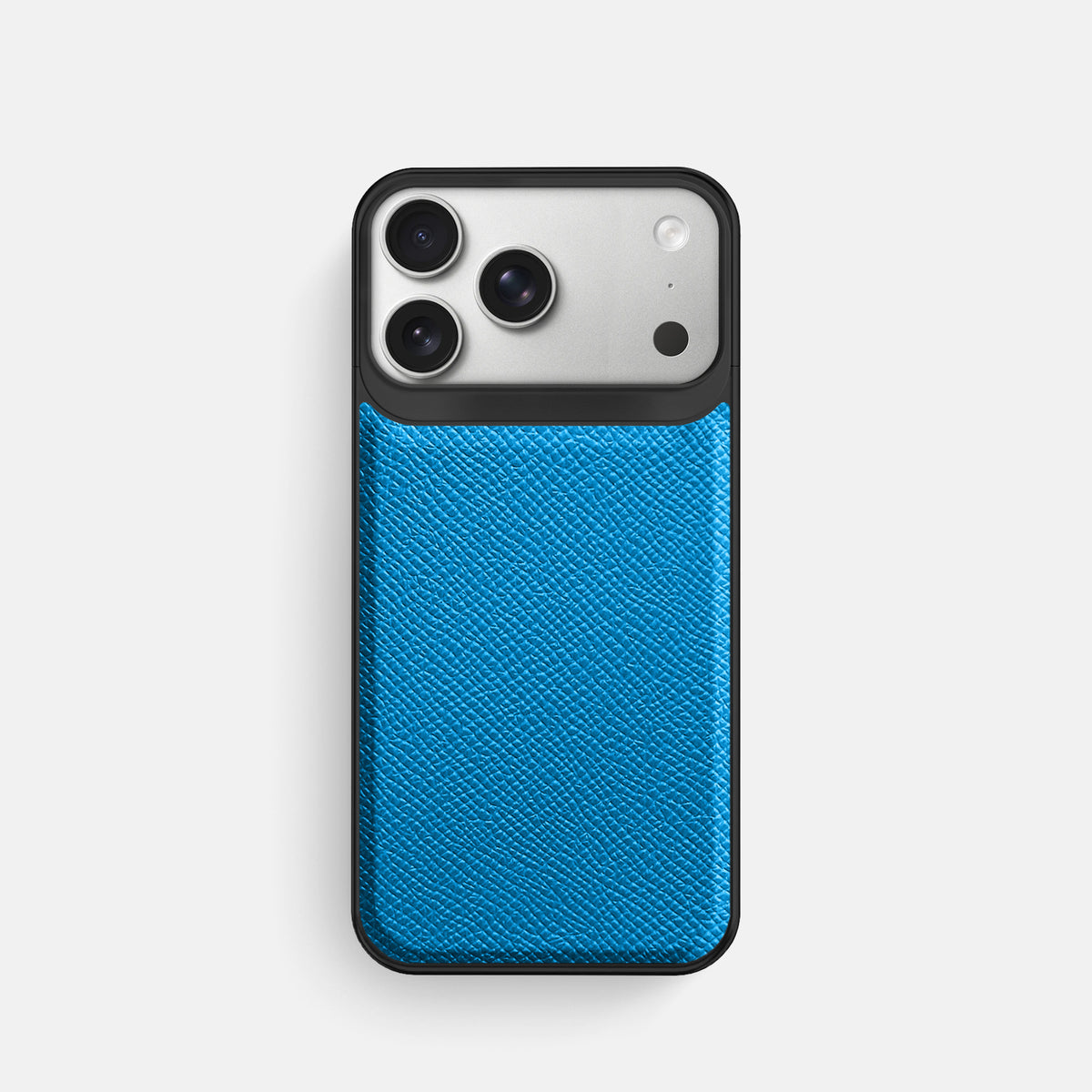 Metal Case For iPhone 18 Pro In Epsom-Style Calf -1 | Sky-Blue-Black