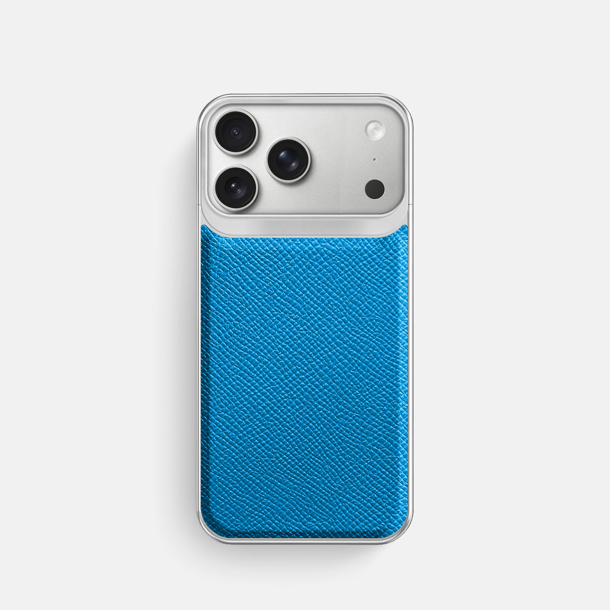 Metal Case For iPhone 18 Pro In Epsom-Style Calf -1 | Sky-Blue-Steel