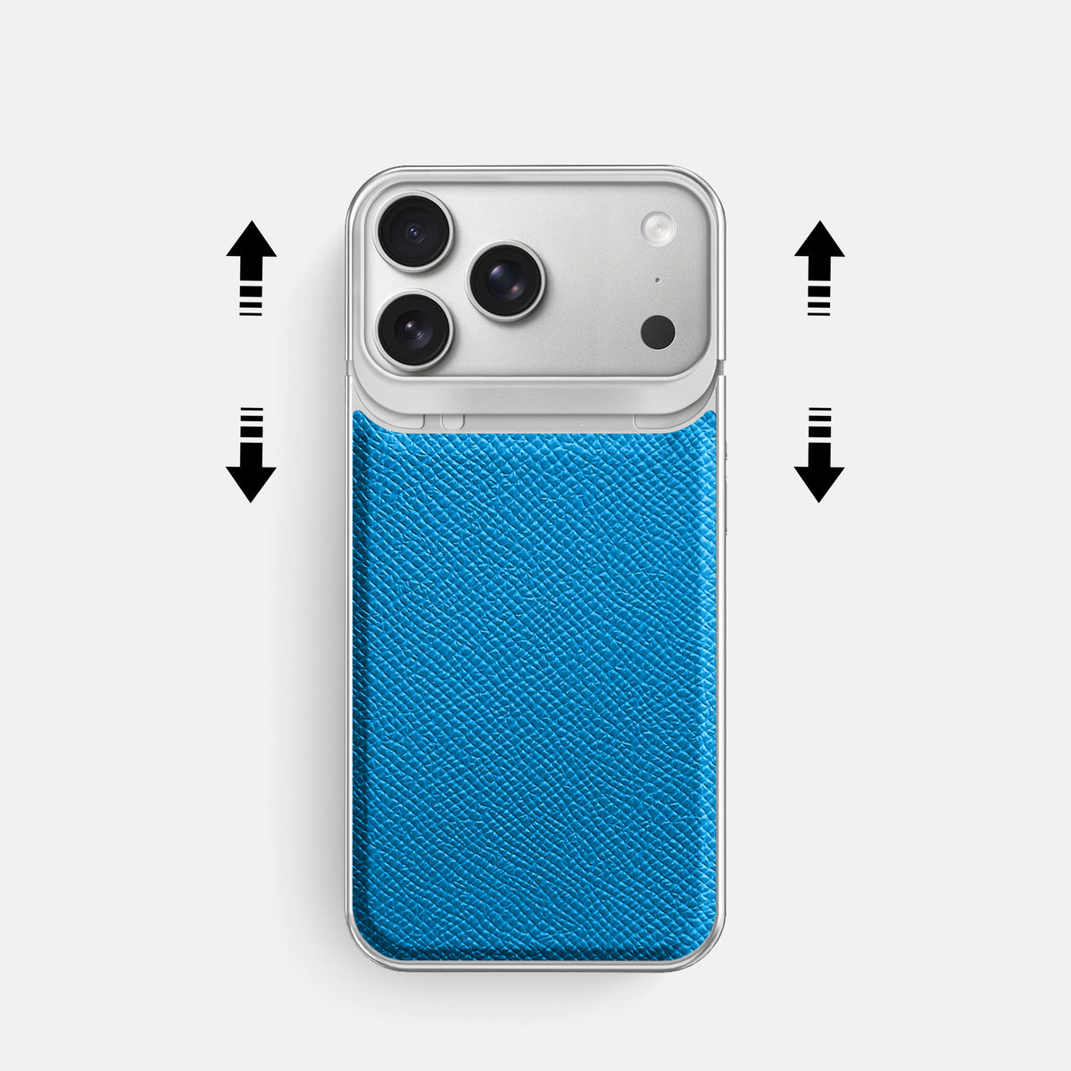 Metal Case For iPhone 18 Pro In Epsom-Style Calf -2 | Sky-Blue-Steel